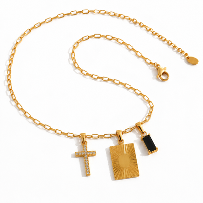 Collier Azélis détail pendentifs détachables interchangeables acier inoxydable Amalys Paris