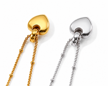 Collier Isméria dos bijou détail dos dos collier pendentif cœur acier inoxydable Amalys Paris